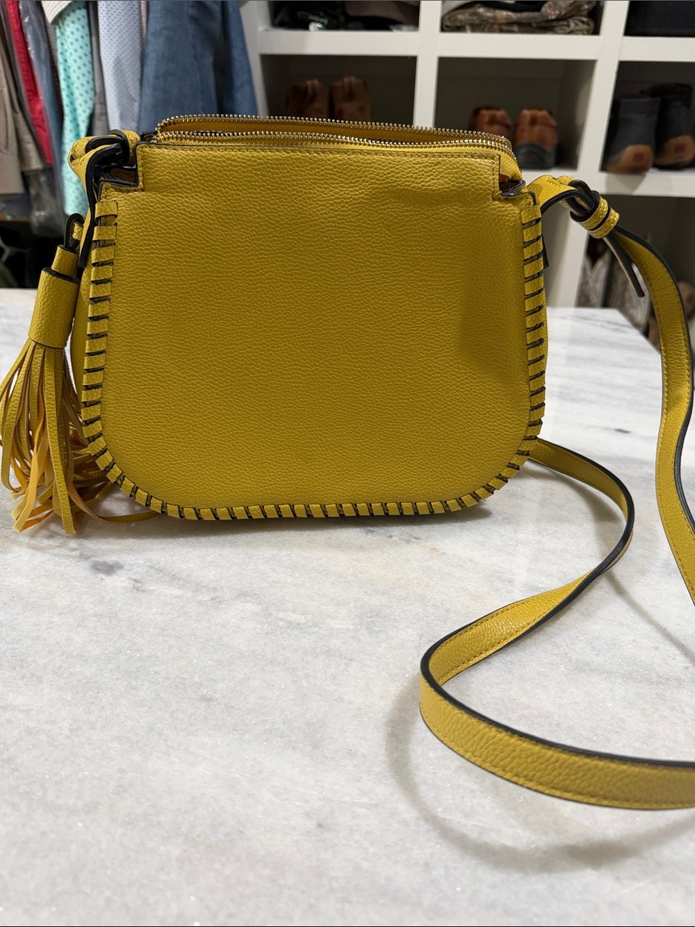 Yellow Crossbody Tassel Bag - Women